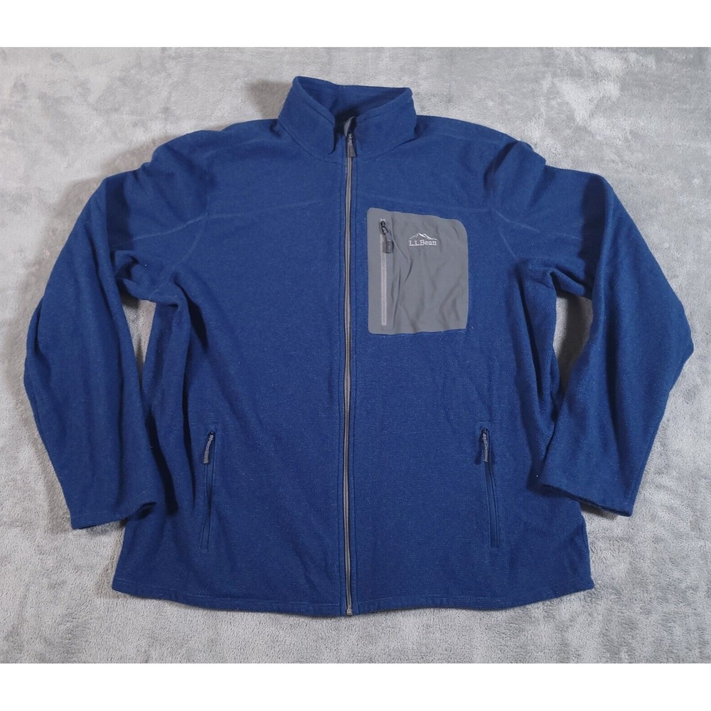 LL Bean Jacket Mens XL Blue Fleece Slightly Fitted Full Zip Gorpcore 502814 - Picture 1 of 11